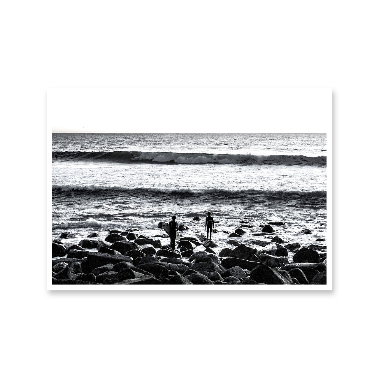 Two Surfers Black and White