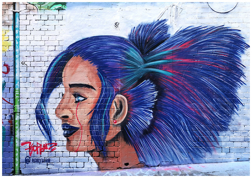 Lady with Purple Hair Street Art