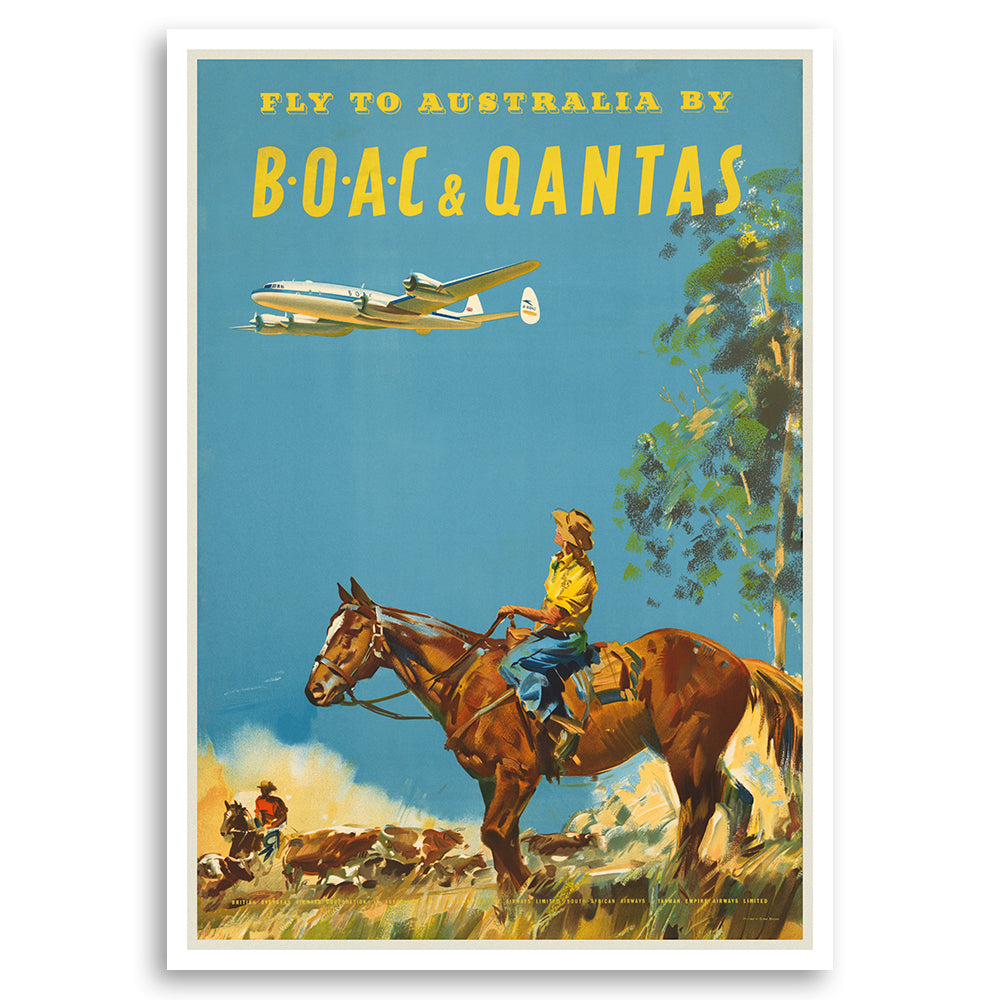 Fly to Australia by British Overseas Airways Corporation and QANTAS
