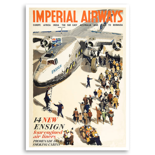 Imperial Airways - Europe Africa India The Far East Australia and USA to Bermuda - New Ensign